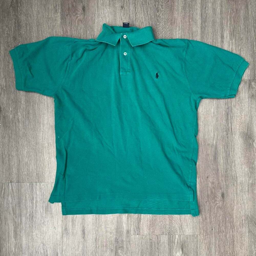 Vintage Ralph Lauren Polo Shirt, Teal Green Pique Cotton, Men's Size M